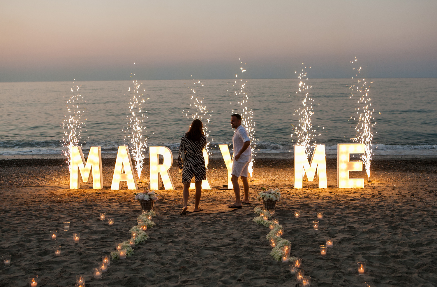 Crete marriage proposal on the beach